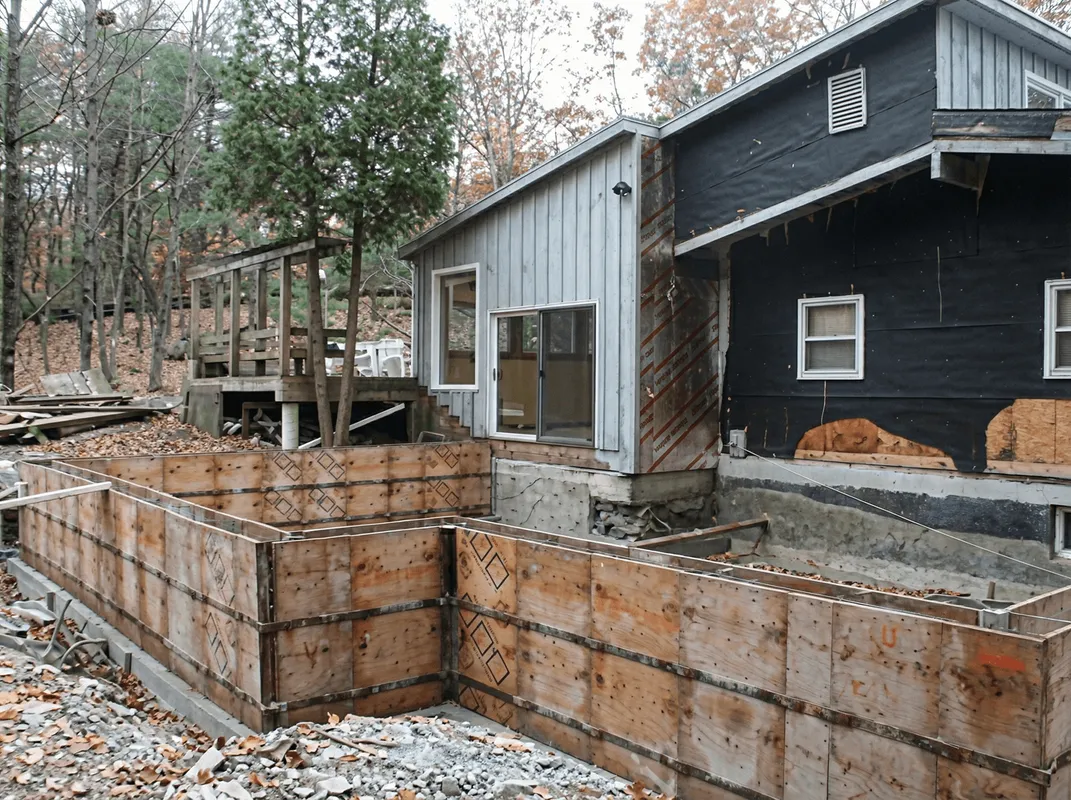 Prepared site with foundation forms for home remodeling and addition project in Tallahassee, FL